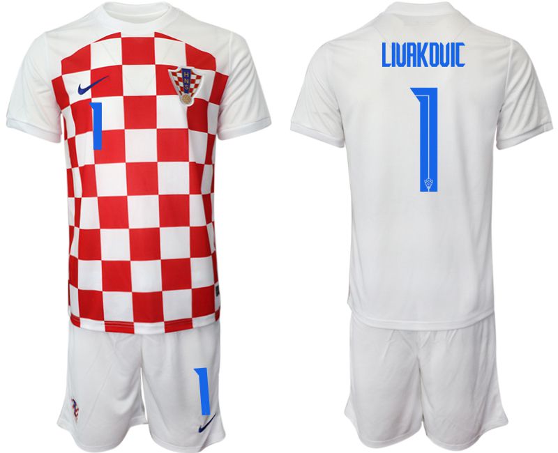 Men 2022 World Cup National Team Croatia home white #1 Soccer Jersey->customized soccer jersey->Custom Jersey